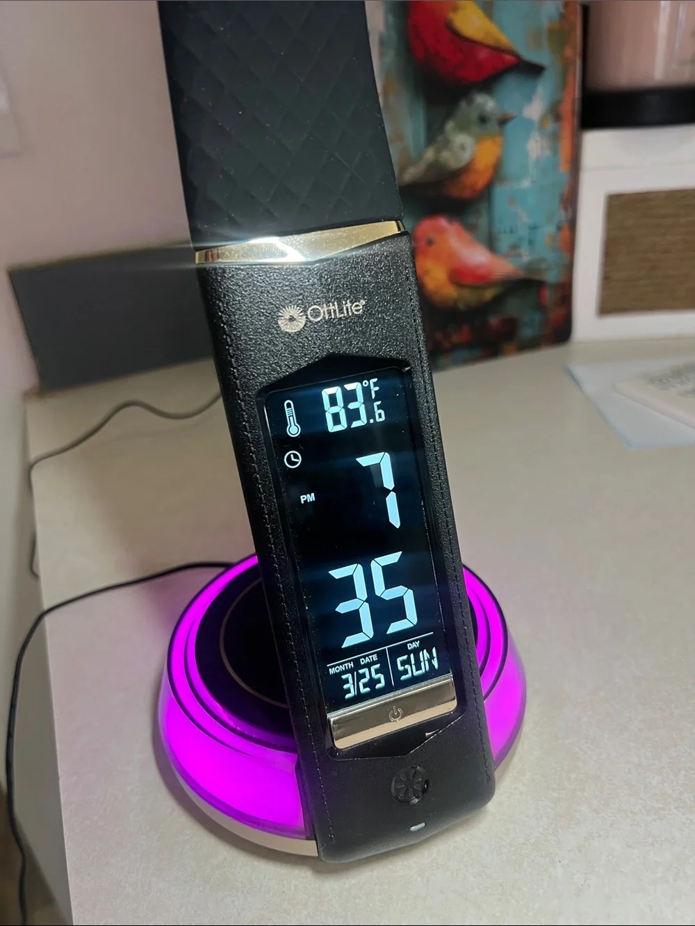 Digital LED Desk Lamp with Wireless Charger and Green Accent - Unbranded
